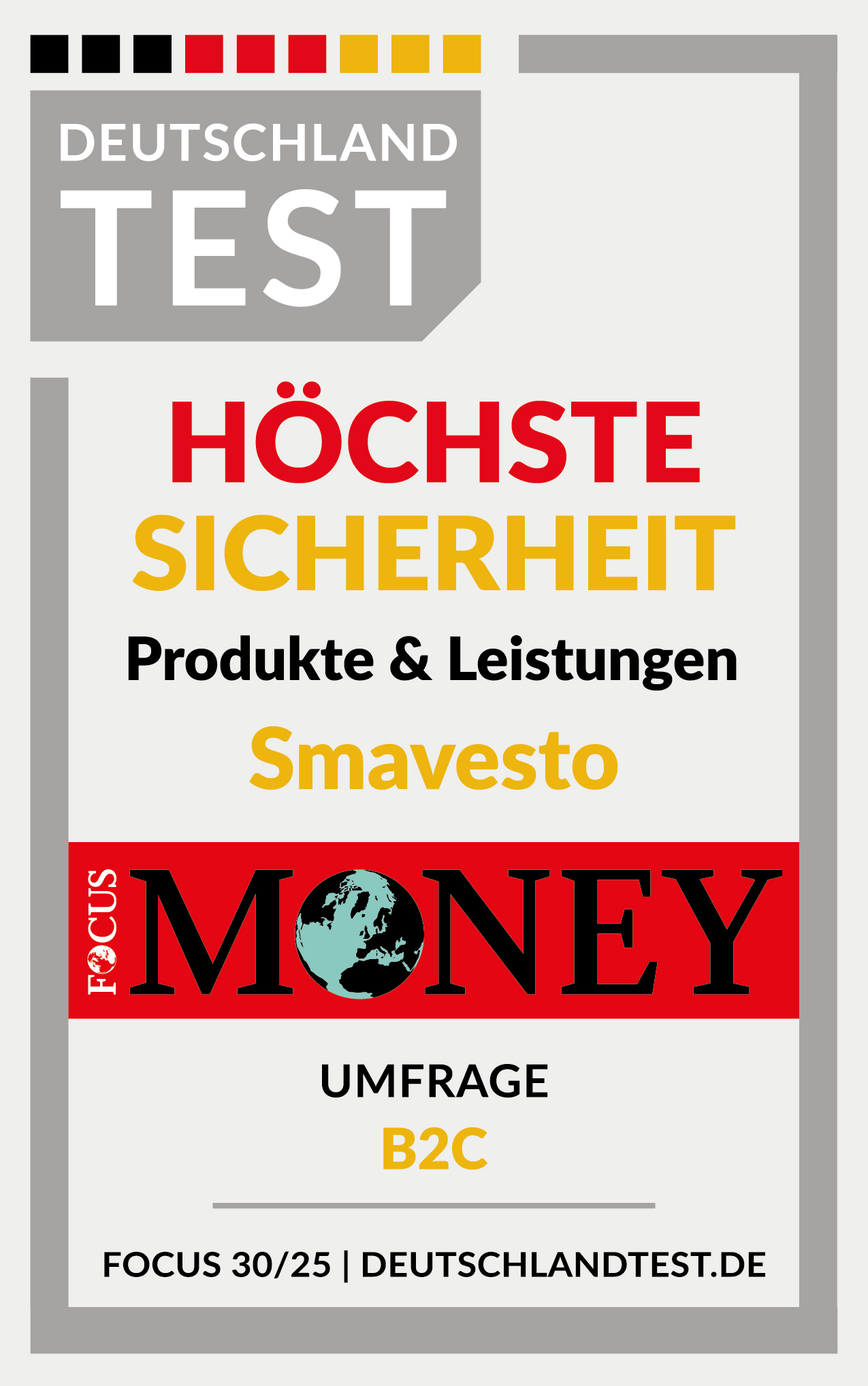 Siegel von Focus Money für die höchste Sicherheit